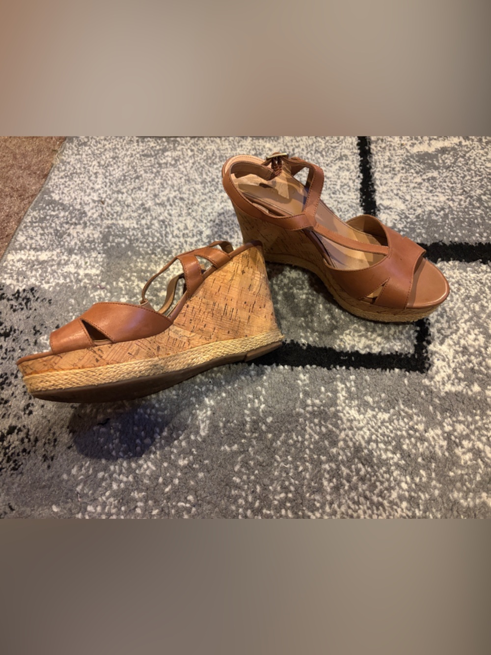 Franco Sarto Tan Cork Wedge Sandals